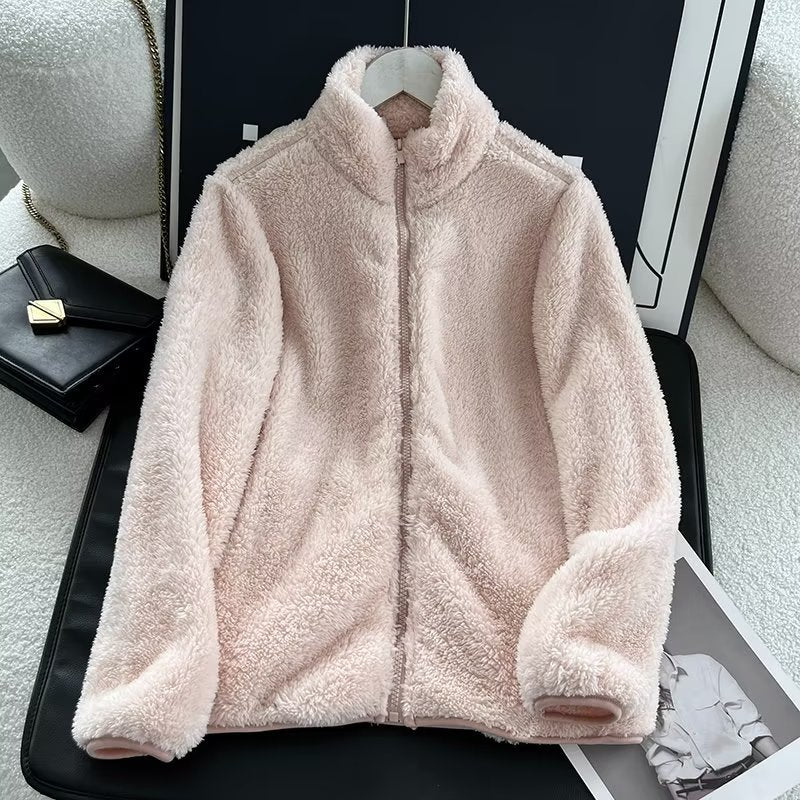 Women's Fleece Zipper Jacket Long Sleeve Casual Coat