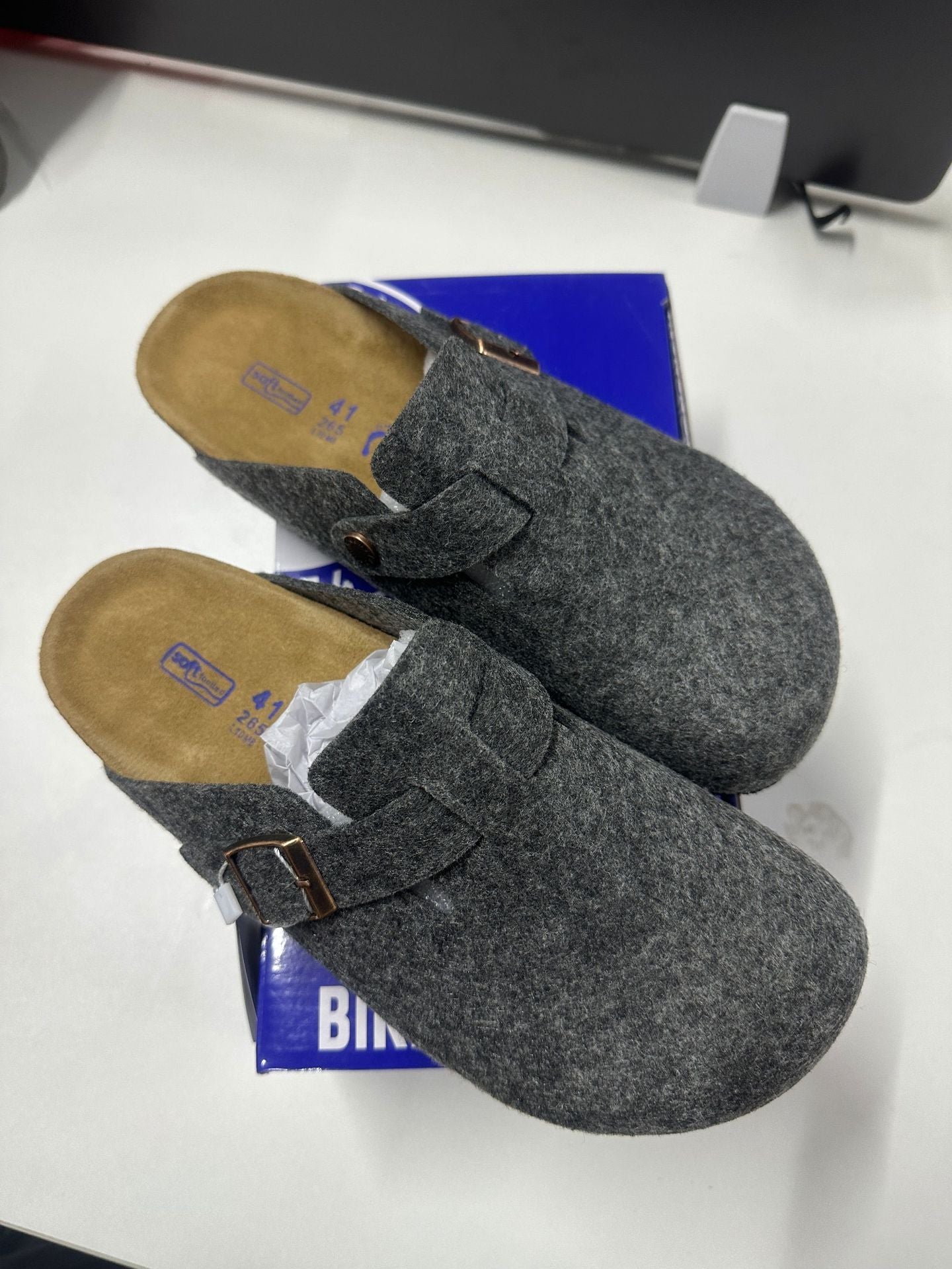 Unisex Leather Slippers with Cork Sole