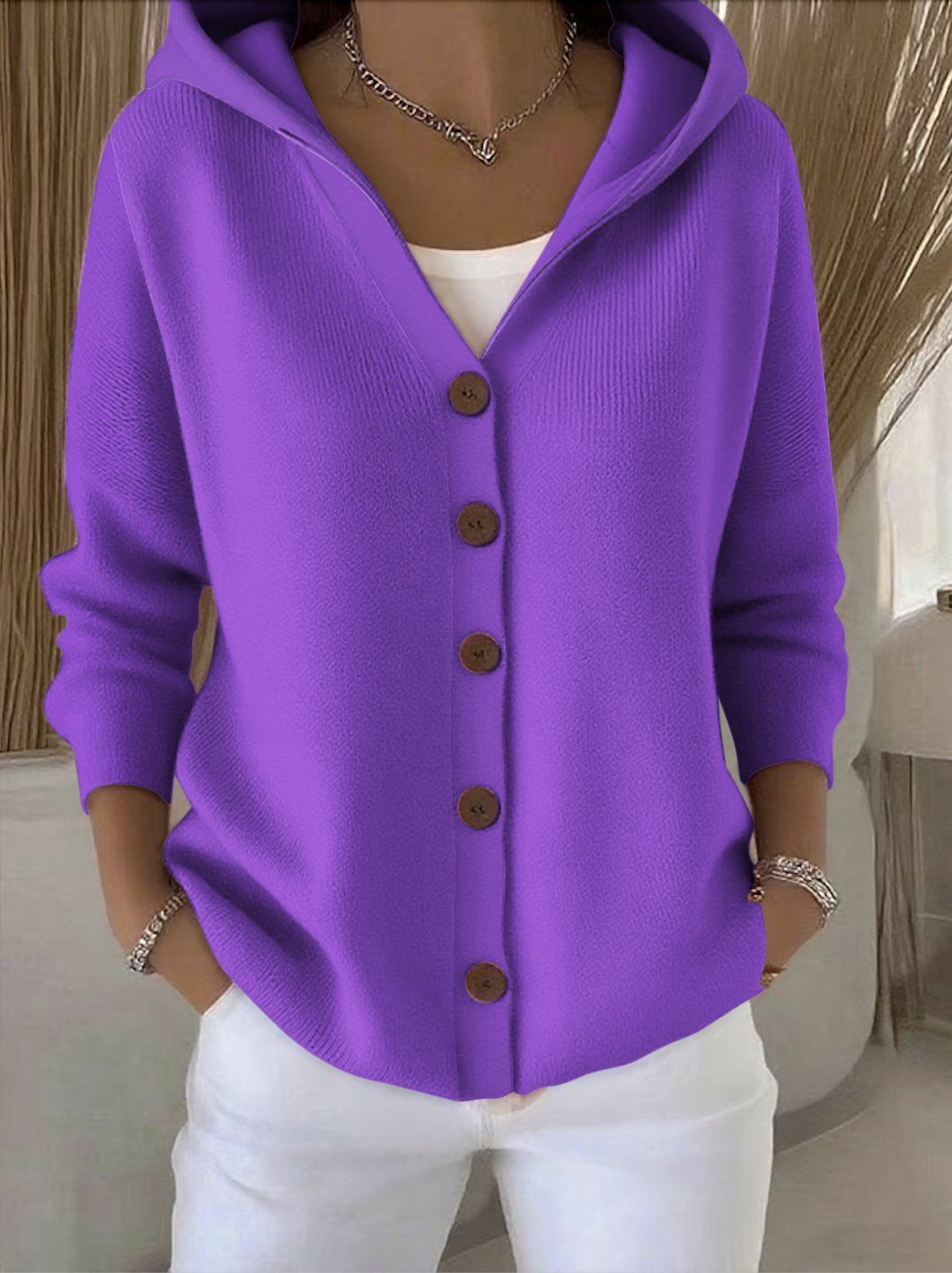 Women's Hooded Knit Cardigan