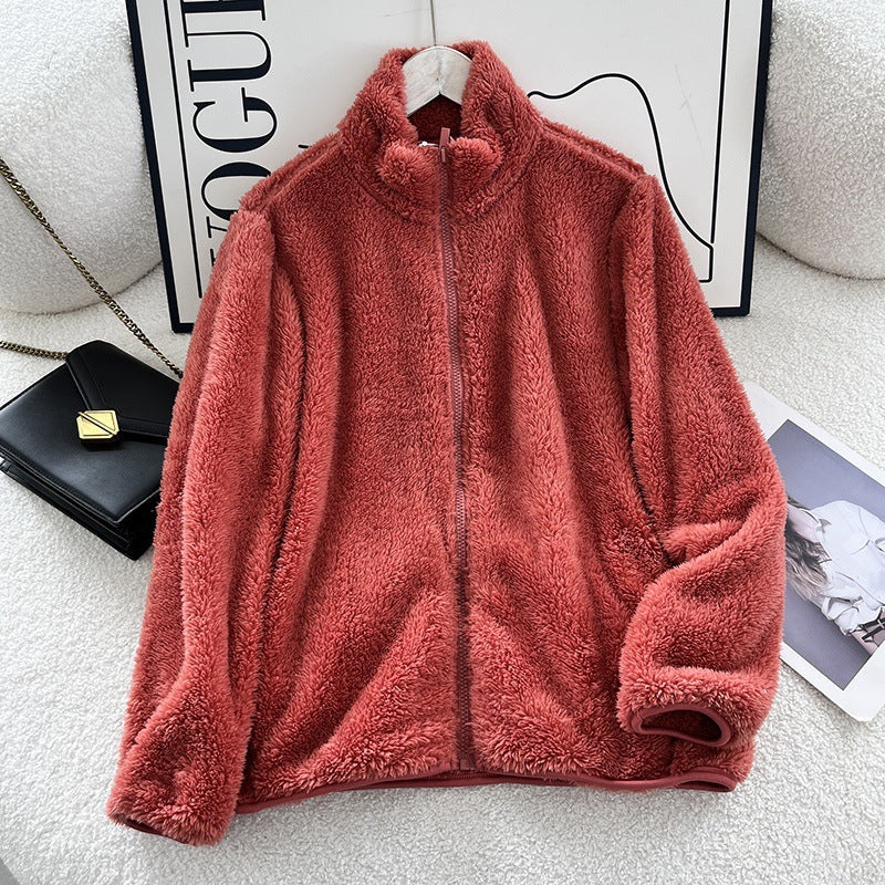 Women's Fleece Zipper Jacket Long Sleeve Casual Coat