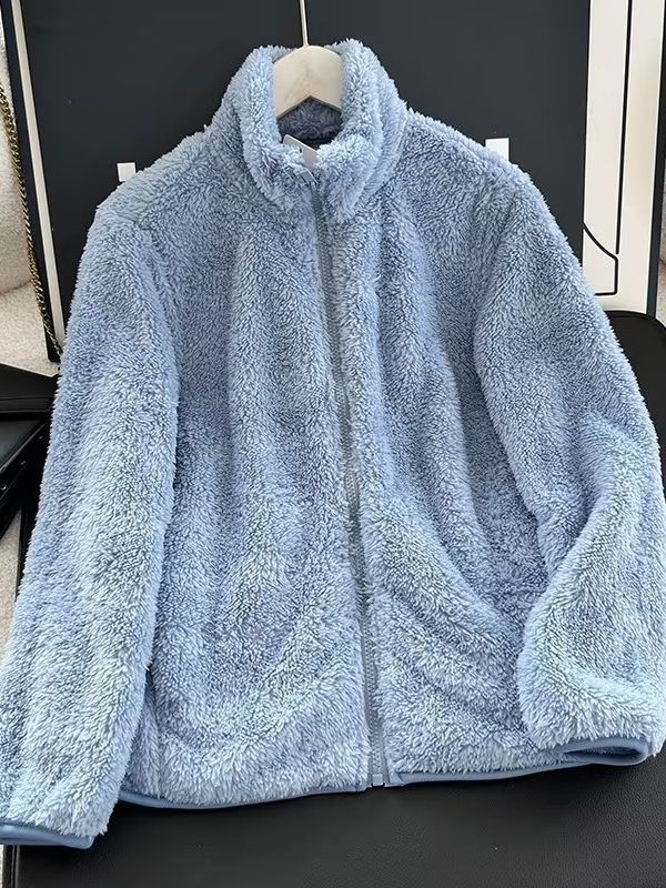 Women's Fleece Zipper Jacket Long Sleeve Casual Coat