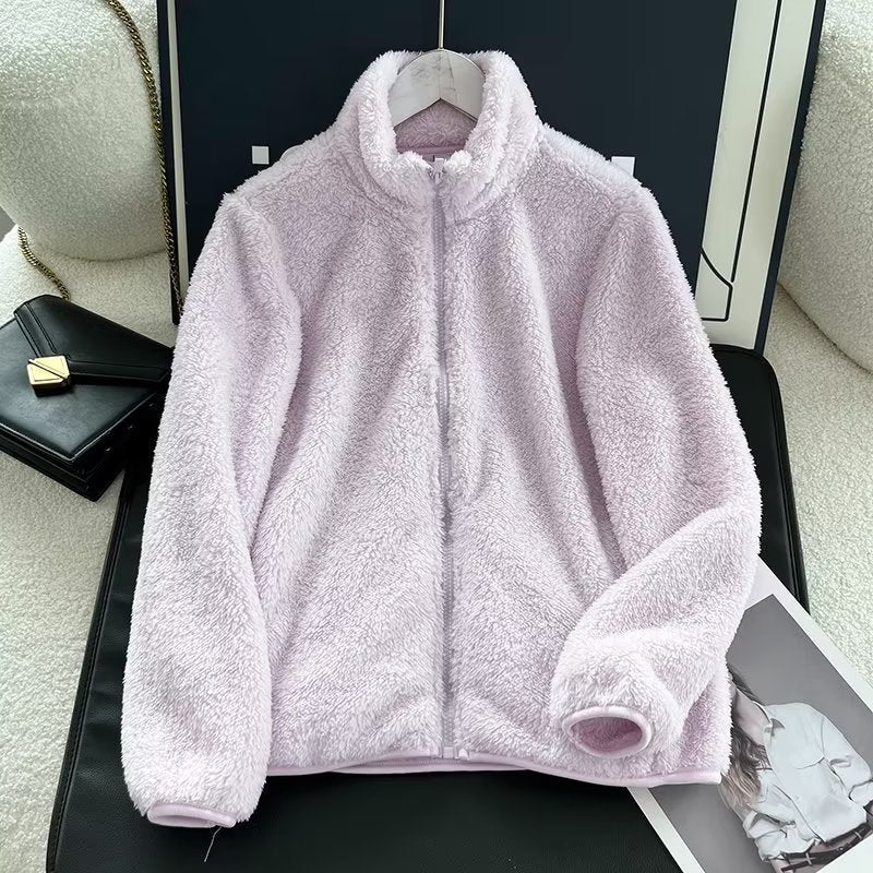 Women's Fleece Zipper Jacket Long Sleeve Casual Coat