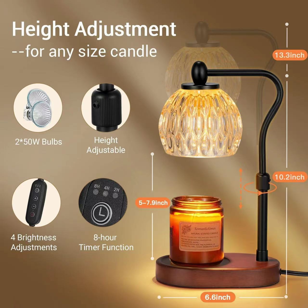 Adjustable Height Wax Melting Lamp