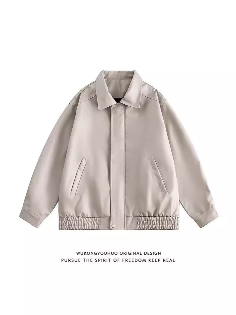 Solid Color Motorcycle Jacket