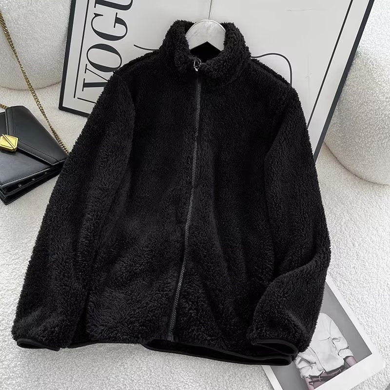 Women's Fleece Zipper Jacket Long Sleeve Casual Coat
