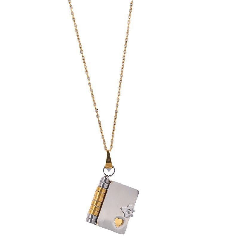 Titanium steel girls love letter necklace can be opened