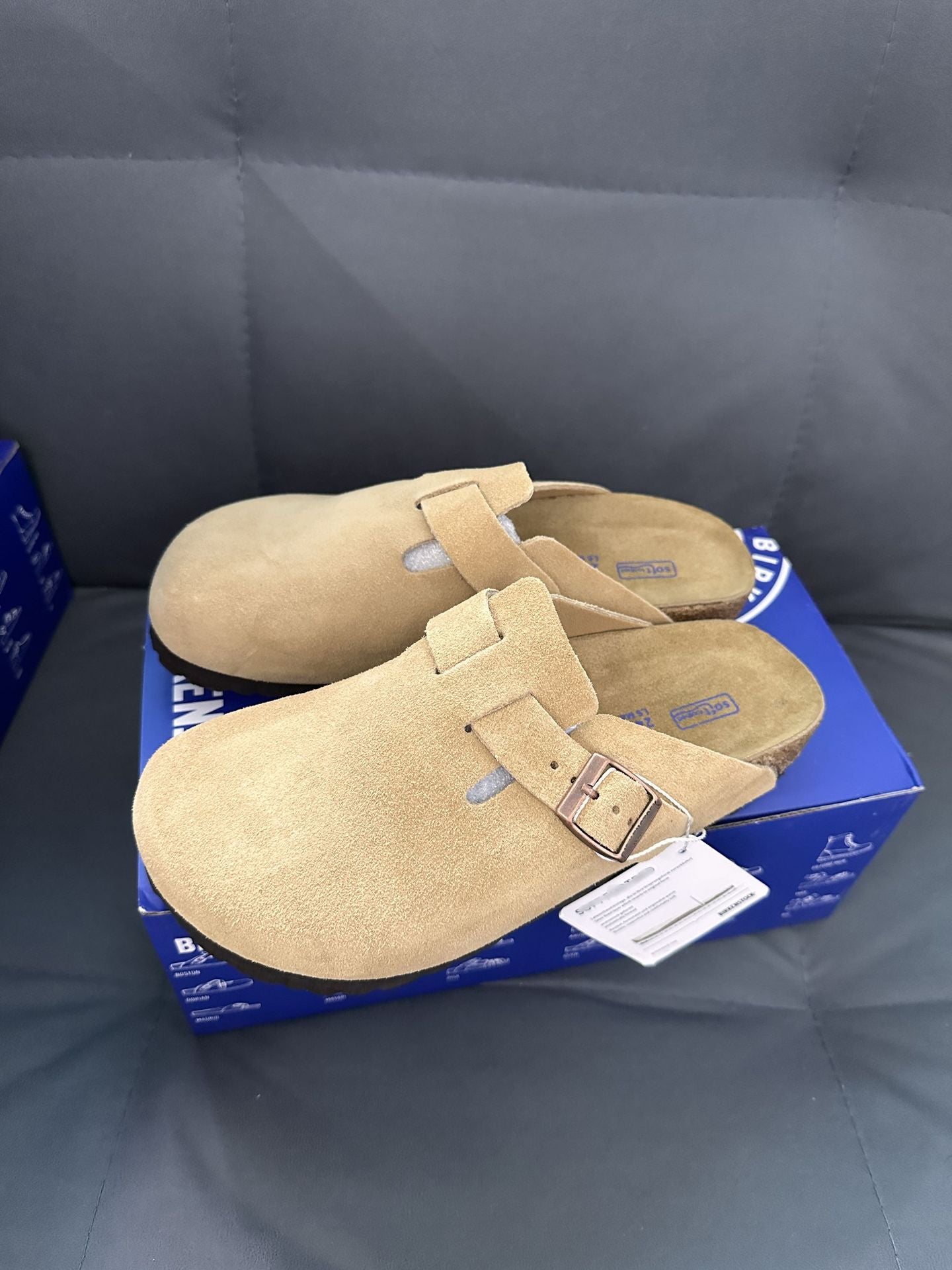 Unisex Leather Slippers with Cork Sole