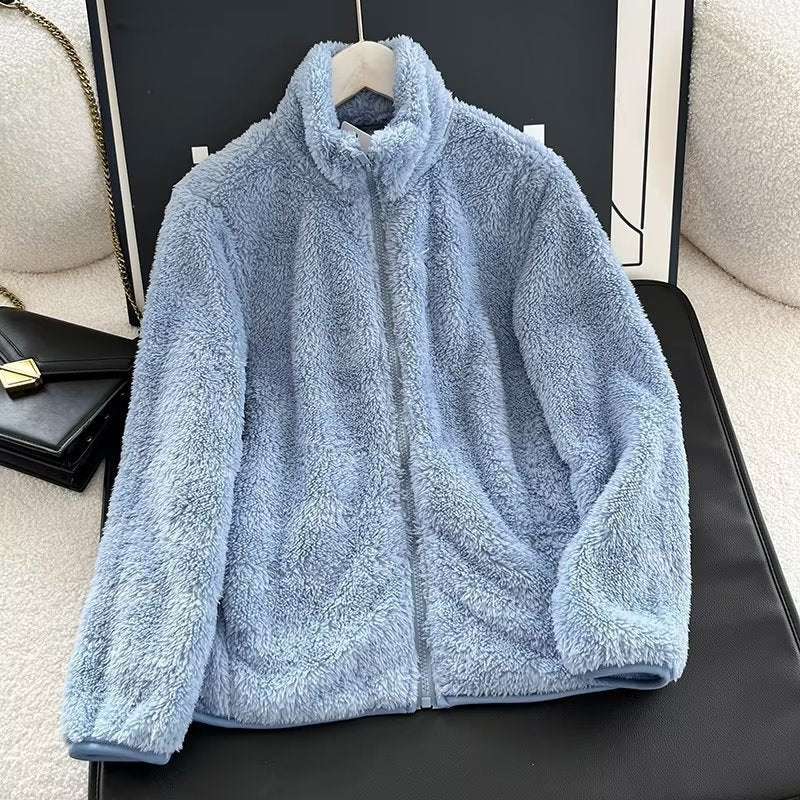 Women's Fleece Zipper Jacket Long Sleeve Casual Coat