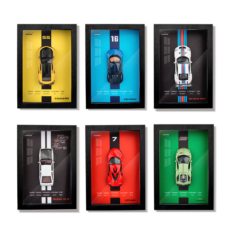 Three-dimensional photo frame hanging picture alloy car model