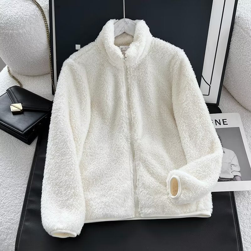 Women's Fleece Zipper Jacket Long Sleeve Casual Coat