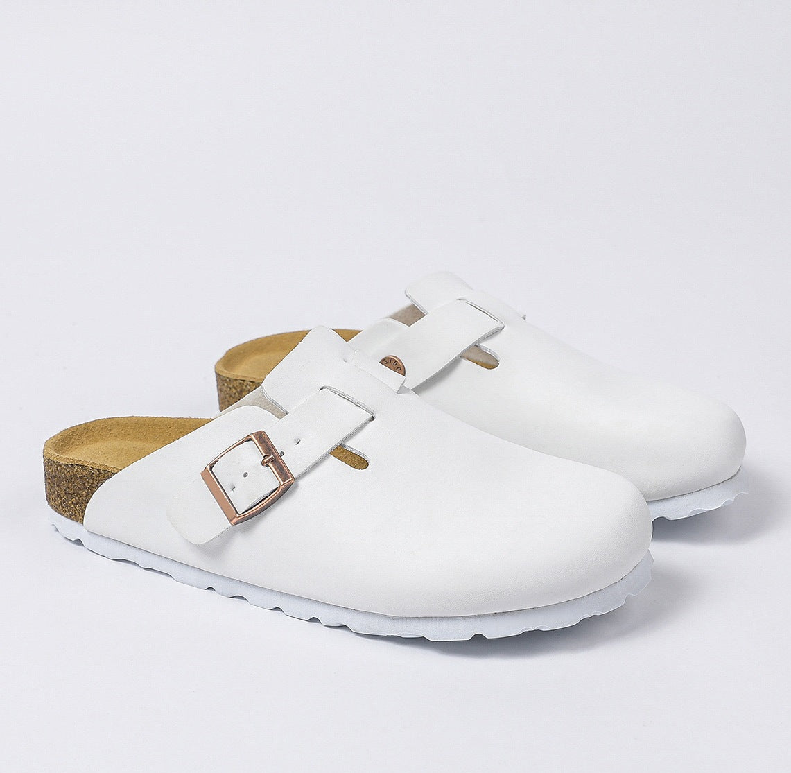 Unisex Leather Slippers with Cork Sole