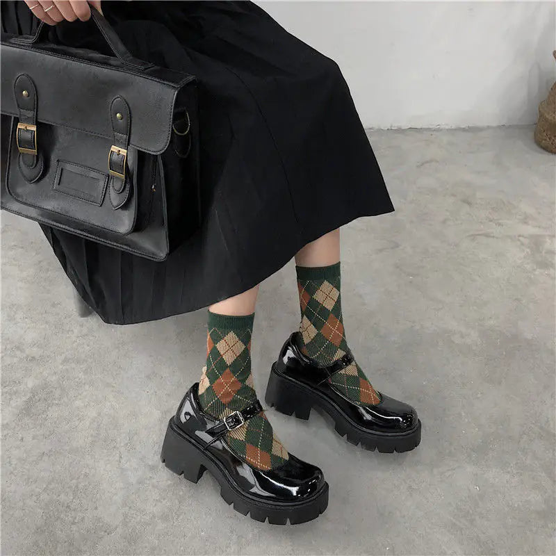 Mary Jane Chunky Heel Vintage Style Shoes