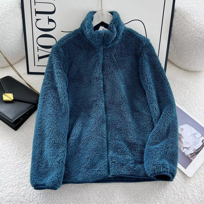 Women's Fleece Zipper Jacket Long Sleeve Casual Coat