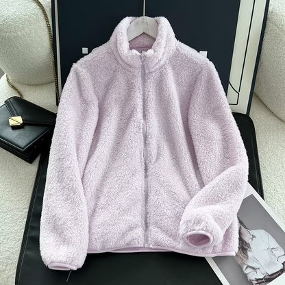 Women's Fleece Zipper Jacket Long Sleeve Casual Coat