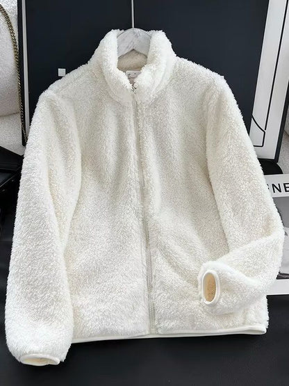 Women's Fleece Zipper Jacket Long Sleeve Casual Coat