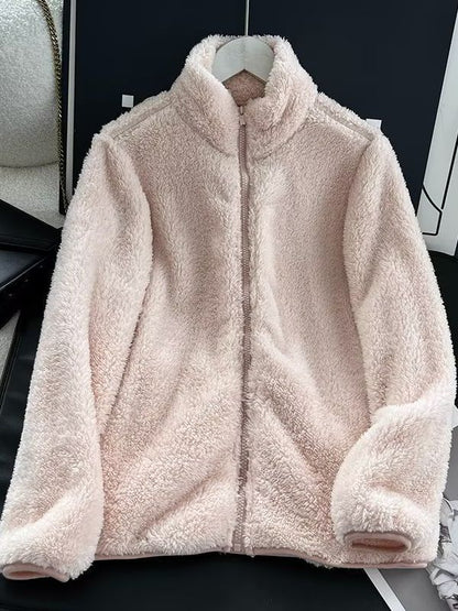 Women's Fleece Zipper Jacket Long Sleeve Casual Coat