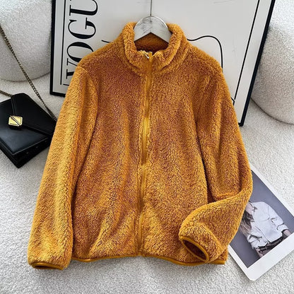 Women's Fleece Zipper Jacket Long Sleeve Casual Coat