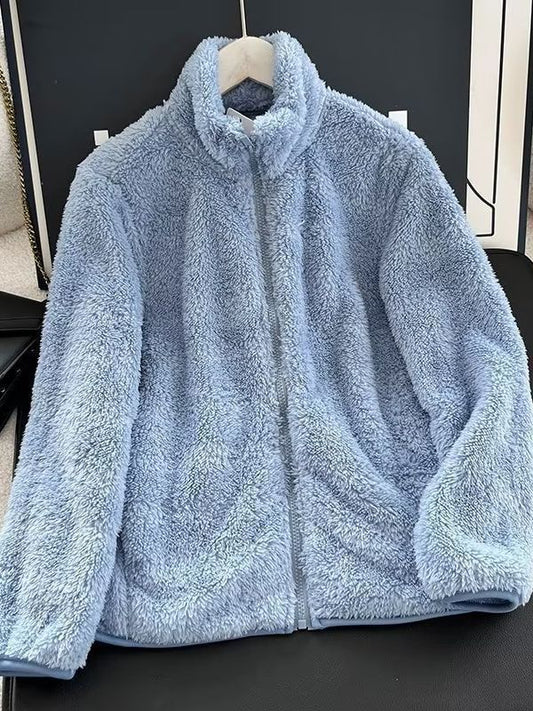 Women's Fleece Zipper Jacket Long Sleeve Casual Coat