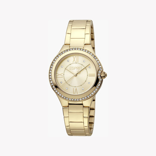 Esprit Women's Gold Stainless Steel Watch, Champagne Dial | ES1L263M0065