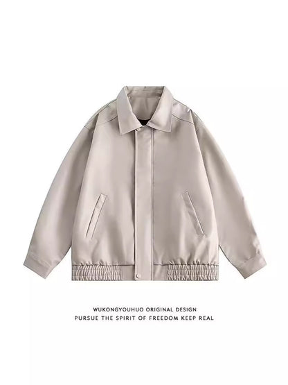 Solid Color Motorcycle Jacket