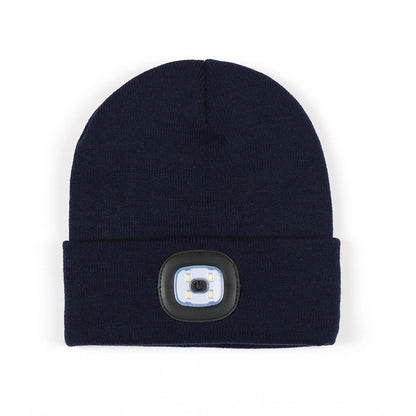 Outdoor sports LED button electronic light knitted hat