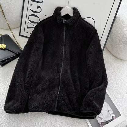 Women's Fleece Zipper Jacket Long Sleeve Casual Coat