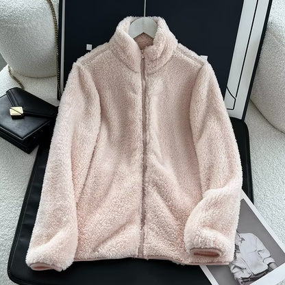 Women's Fleece Zipper Jacket Long Sleeve Casual Coat