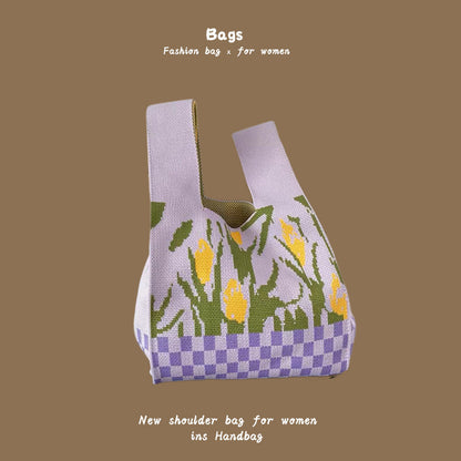 Women's Knitted Wool Bucket Bag